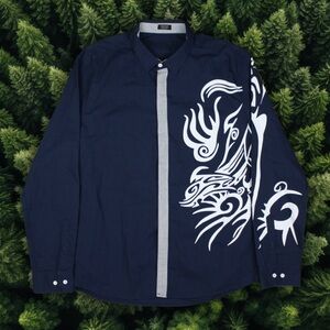 COOFANDY Y2K TRIBAL BUTTON UP SHIRT